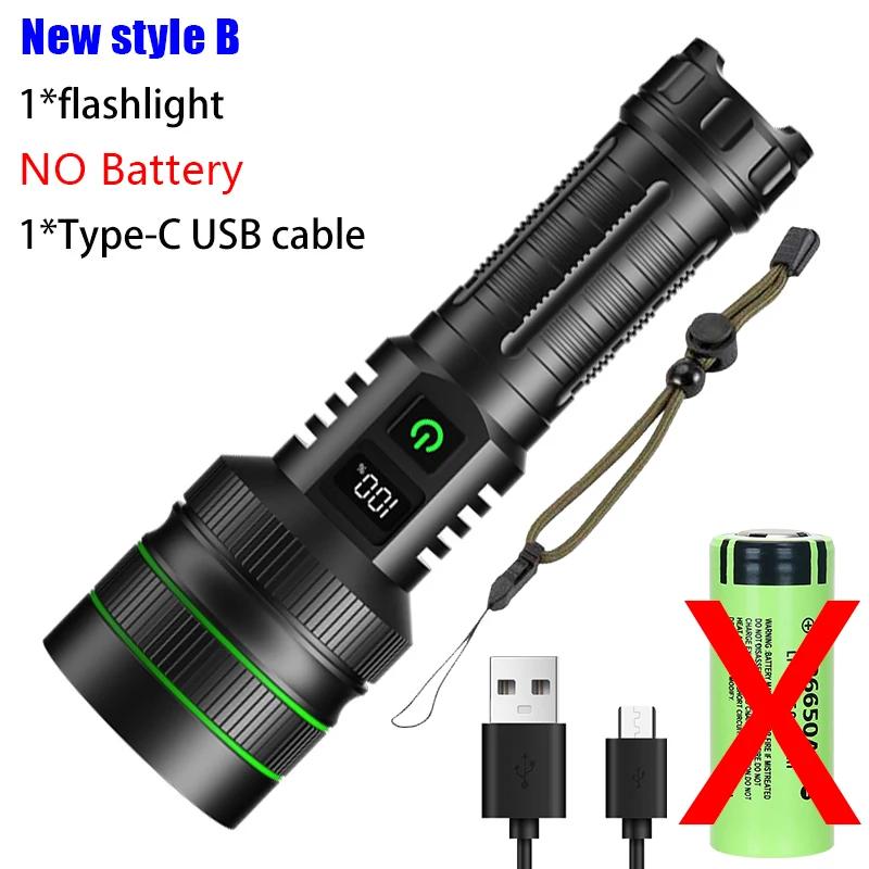 Most Powerful XHP50 LED Flashlight 18650 Rechargeable USB Torch Light Flashlights High Power Long-cut Range Tactical Lantern