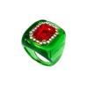 See-Through Resin Fashion Ring with Bold Square Profile, Raised Faceted Centerpiece and Accent Border for Outfit Styling