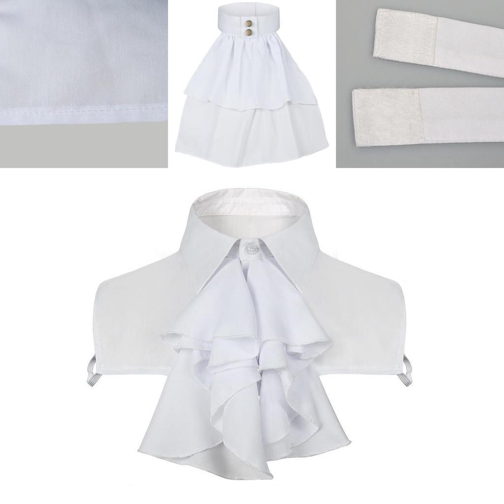 Medieval Embroidered Doll Collar Shirt With Lace And Linen