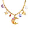 Yhpup Charms Imitation Pearl Acrylic Star Moon Pendant Drop Necklace Golden Stainless Steel Popular Summer Fashion Jewelry 2025
