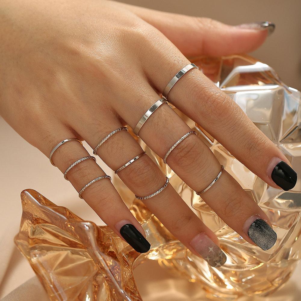 7Pcs/set Punk Finger Rings Black Rings Set Statement Korean Style Joint Ring For Women Gothic Fashion Jewelry 2026 Cool Vintage