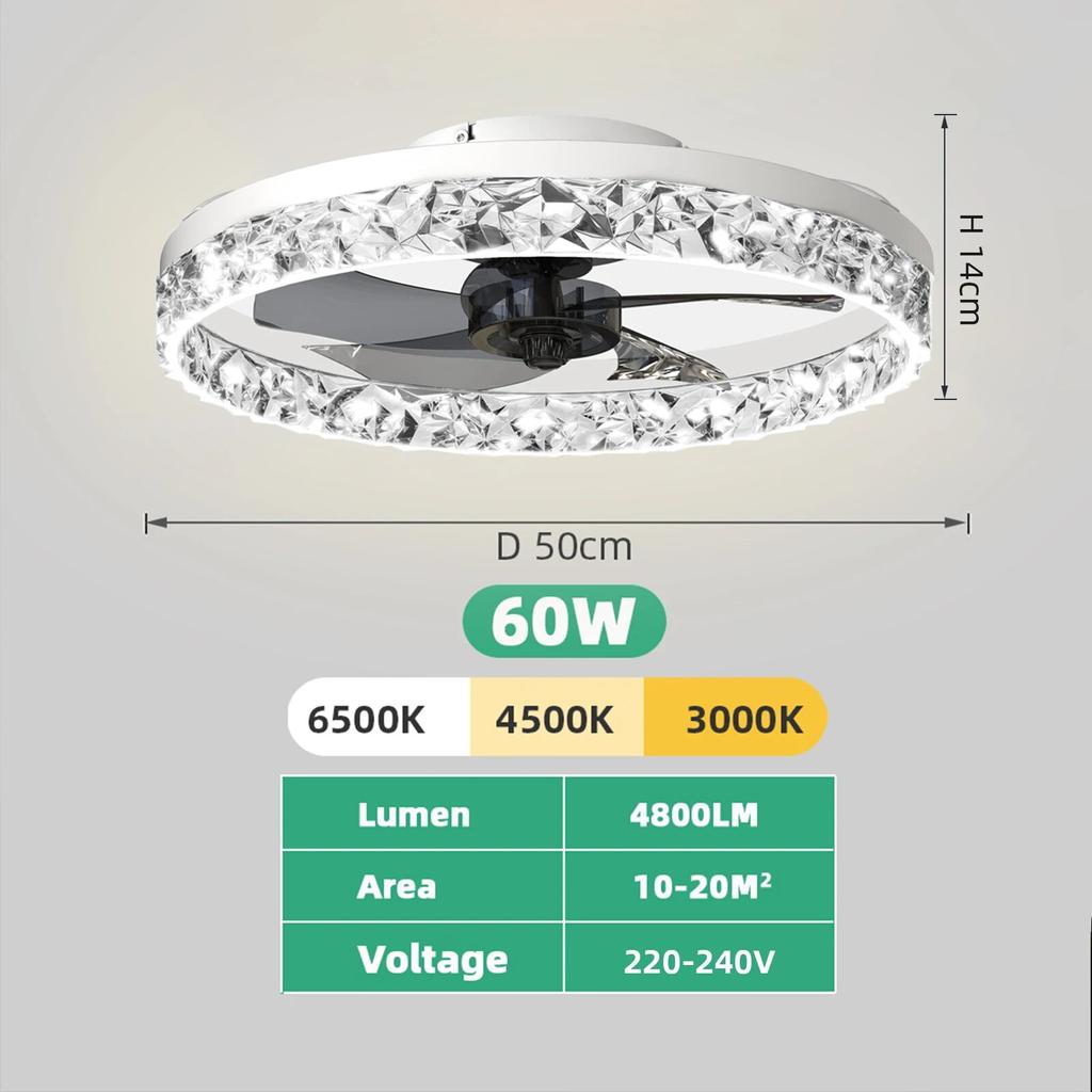 Acrylic Ceiling Fan With Led Light For Living Room Bedroom Home Chandelier Modern Led Ceiling Fan Lamp Decor Lighting