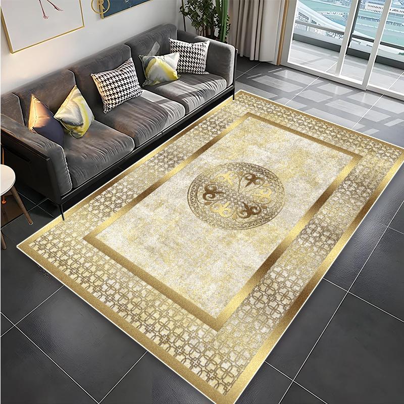Modern Golden Luxury Carpet for Living Room Abstract Large Size Carpets Non-slip Bedroom Decoration Rug 200x300 Coffee Table Mat