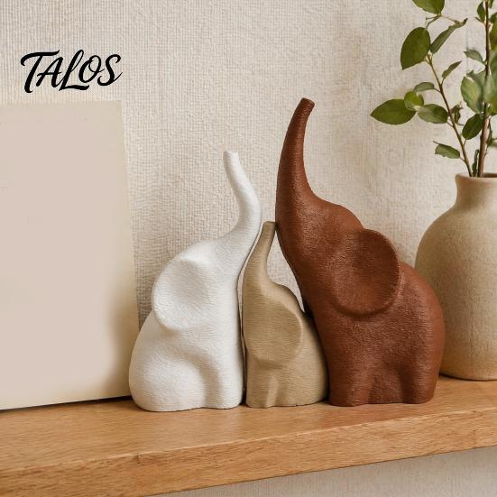 Artistic Desk Decorations for Office 3Pcs/Set Elephant Family Statues, Cute Parents Kid Ornament, Modern Good Collectibles Housewarming Luck
