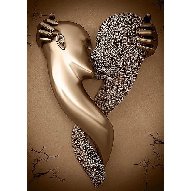 

Абстрактные люди, настенное искусство, холст, любовь, пары, принт, живопись, картина, поцелуи, объятия, любовь, бронзовый блеск, украшение для дома, подарок 21x30cm No Framed