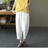 Harajuku Summer High Waist Elastic Women's Cotton Linen Wide Leg Capris Pants for Women Baggy Harem Pants Woman Trousers