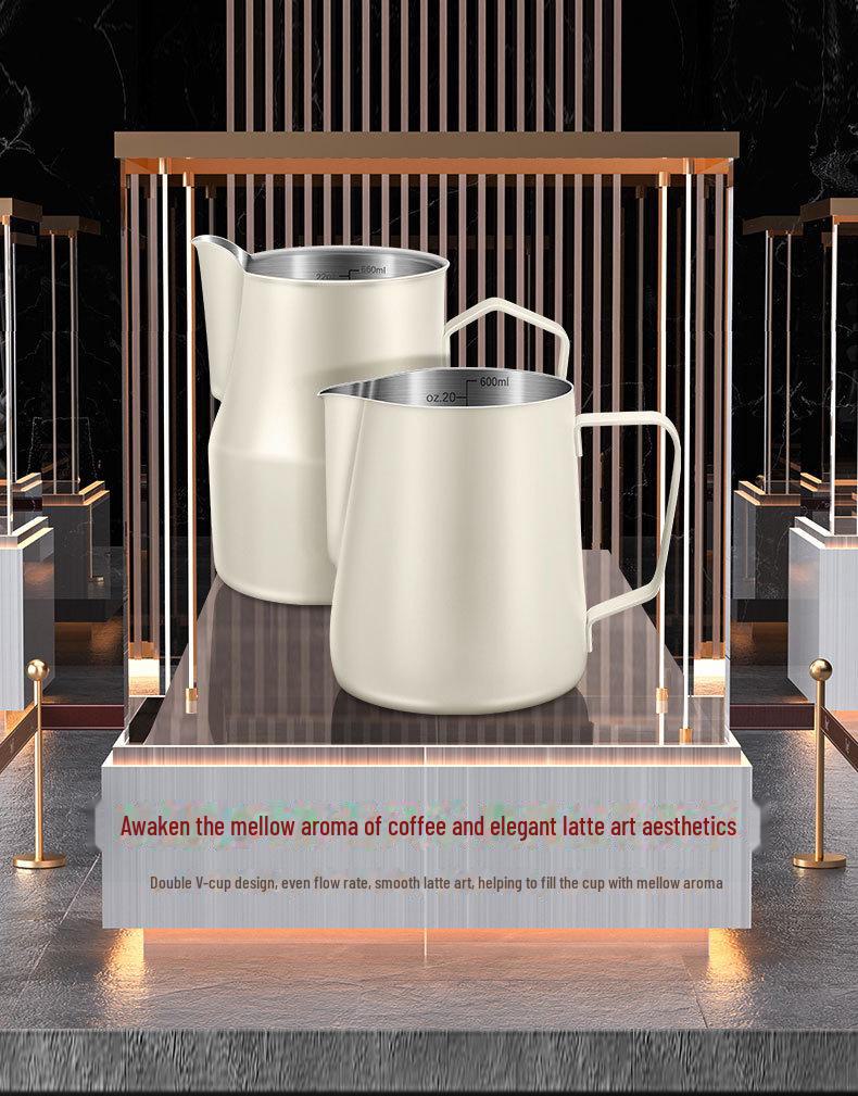 304 Stainless Steel Milk Frothing Pitcher with Spout - Thickened for Professional Latte Art