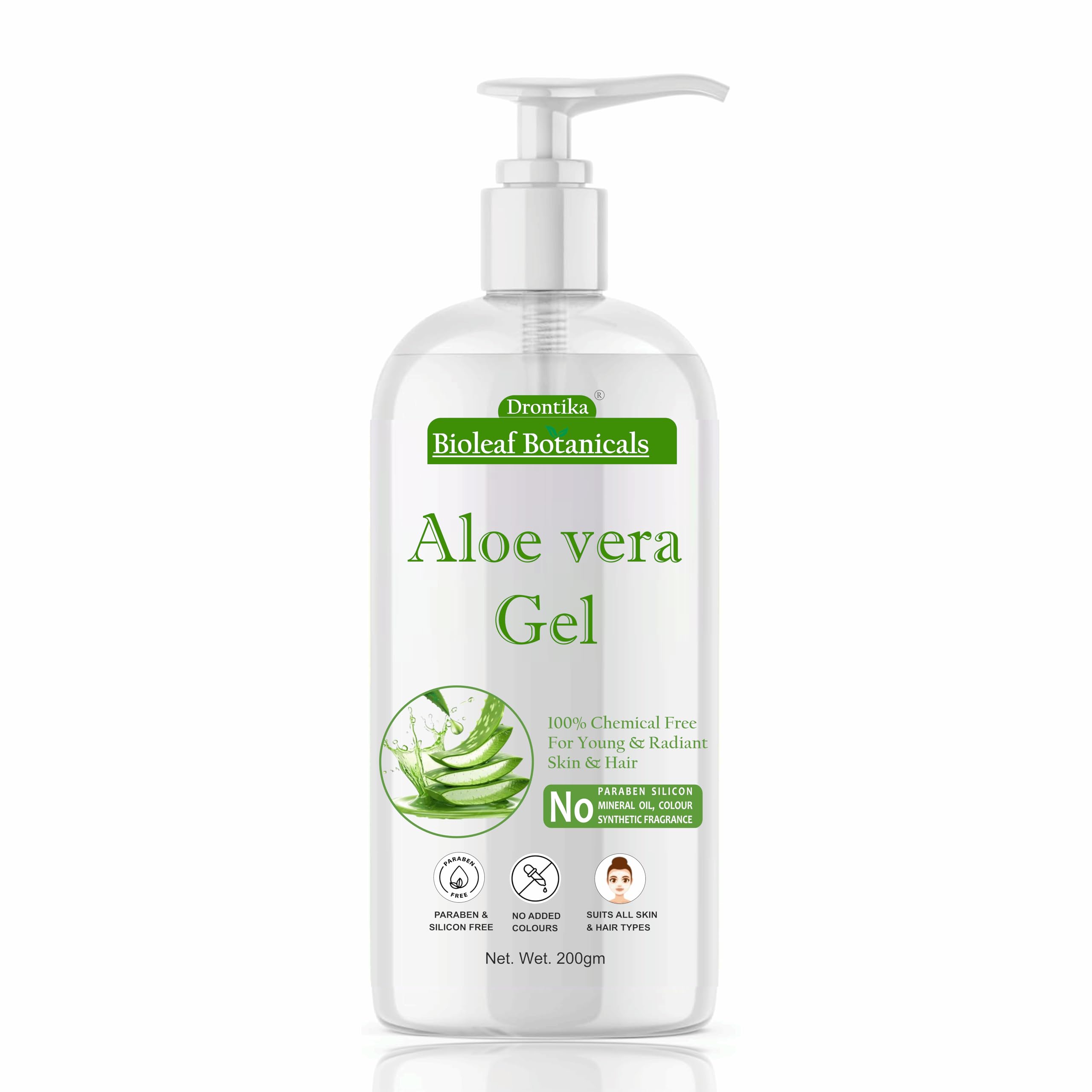 Bioleaf Botanicals Aloe Vera Gel | With Pure Aloe Vera & Vitamin E | Hydrates Skin | Soothes Irritated Skin | Keeps Scalp Healthy | For Men & Women