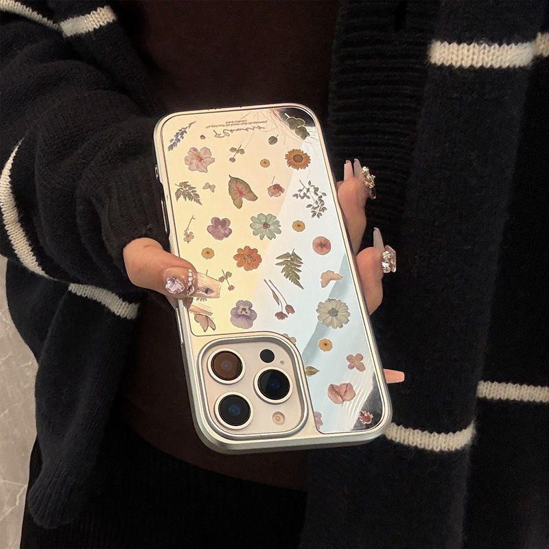 Fresh Flower Electroplated iPhone 15 Pro Max/14 Mirror Hard Shell Case
