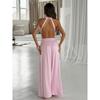 long skirt with neck and waist split, gentle wind drooping and thin dress, holiday style women's clothing