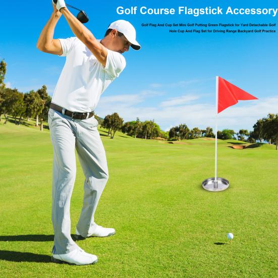 Ensemble Drapeau et Coupe de Golf Mini Golf Putting Green Drapeau de Mât pour Cour Détachable Coupe de Trou et Drapeau de Golf pour Champ de Pratique Arrière-Cour Pratique de Golf