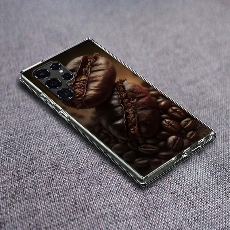 Newly Baked Coffee Beans Clear Phone Case for Samsung Galaxy S24 S23 S21 Plus S20 FE S22 S26 Ultra S25 Edge TPU Capa Cases Cover
