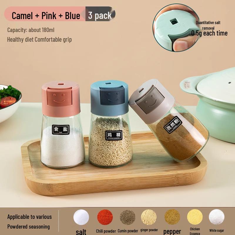 Press-Type Sealed Seasoning Jar: Moisture-Proof Salt and MSG Control Container for Kitchen.
