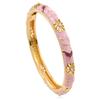 Stile Etnico Lusso Colore Oro Smalto Multicolor Fiore Zircone Bracciale rigido per Donna Fascino Sposa Bracciale a manetta Gioielli Bohemienne Regalo