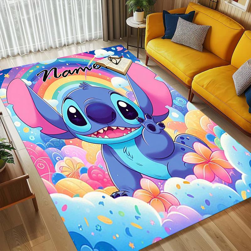 Personalized Name Stitch Paradise Living Room Non-Slip Area Rug Soft Carpet for Bedroom Kids Playroom Sofa Office Home Decor Doormat