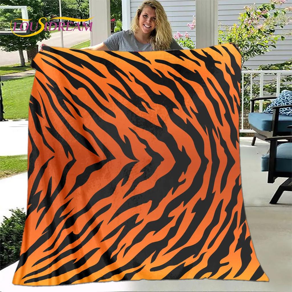 Tiger Print Pattern Beast Blanket,Flannel Blanket Throw Blanket,Child Warm Blanket for Home Living Room Bedroom Beds Sofa Picnic
