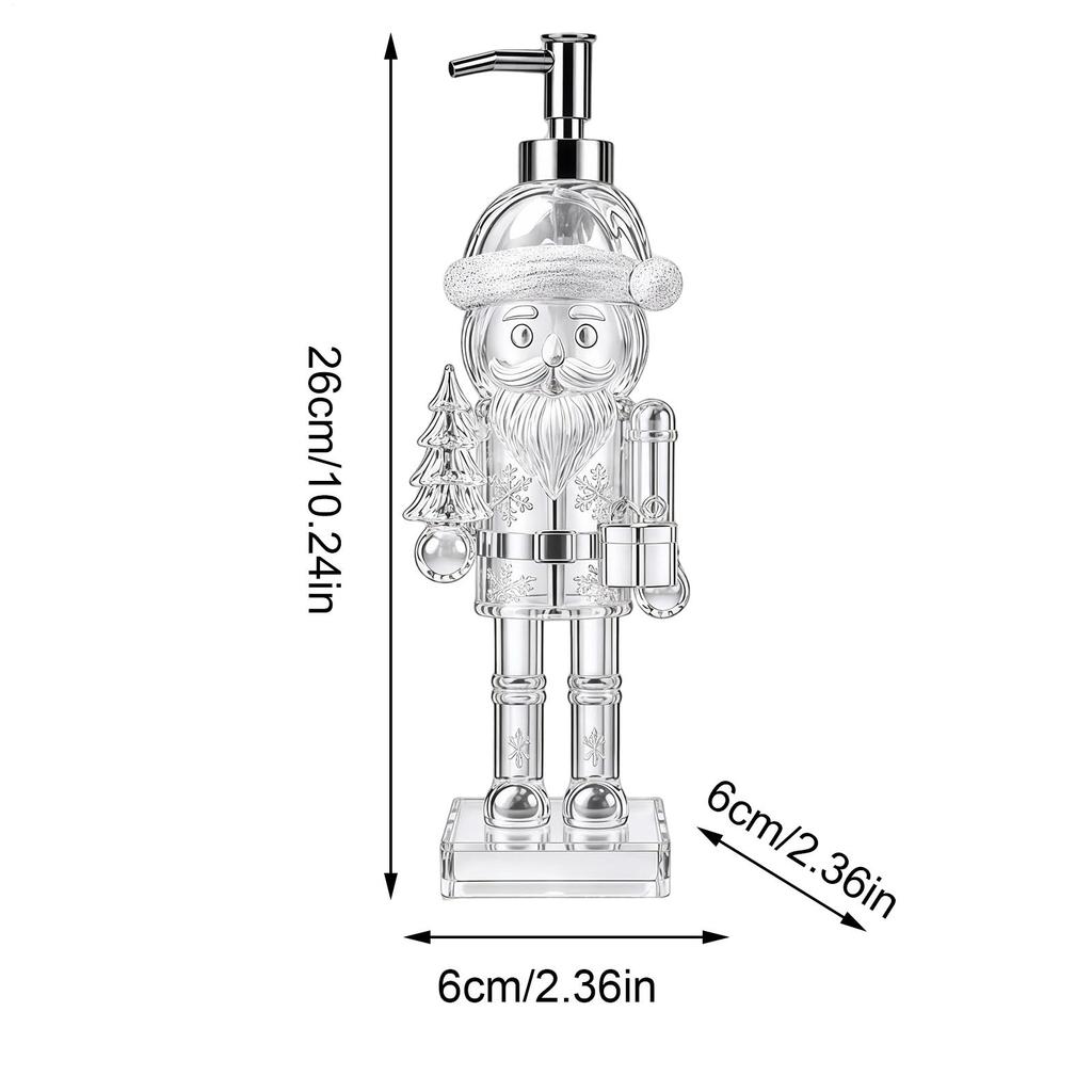 Christmas Character Shaped Soap Dispenser Acrylic Clear Refillable Reusable Christmas Nutcracker Sink Soap Dispenser Bottle