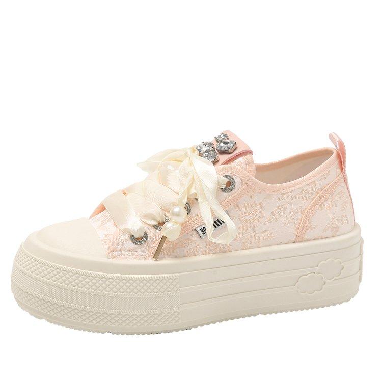 2024 New Women's Black Platform Canvas Sneakers Lace-up Comfortable Shoes Fashion Outdoor Multi-functional woman designer shoes