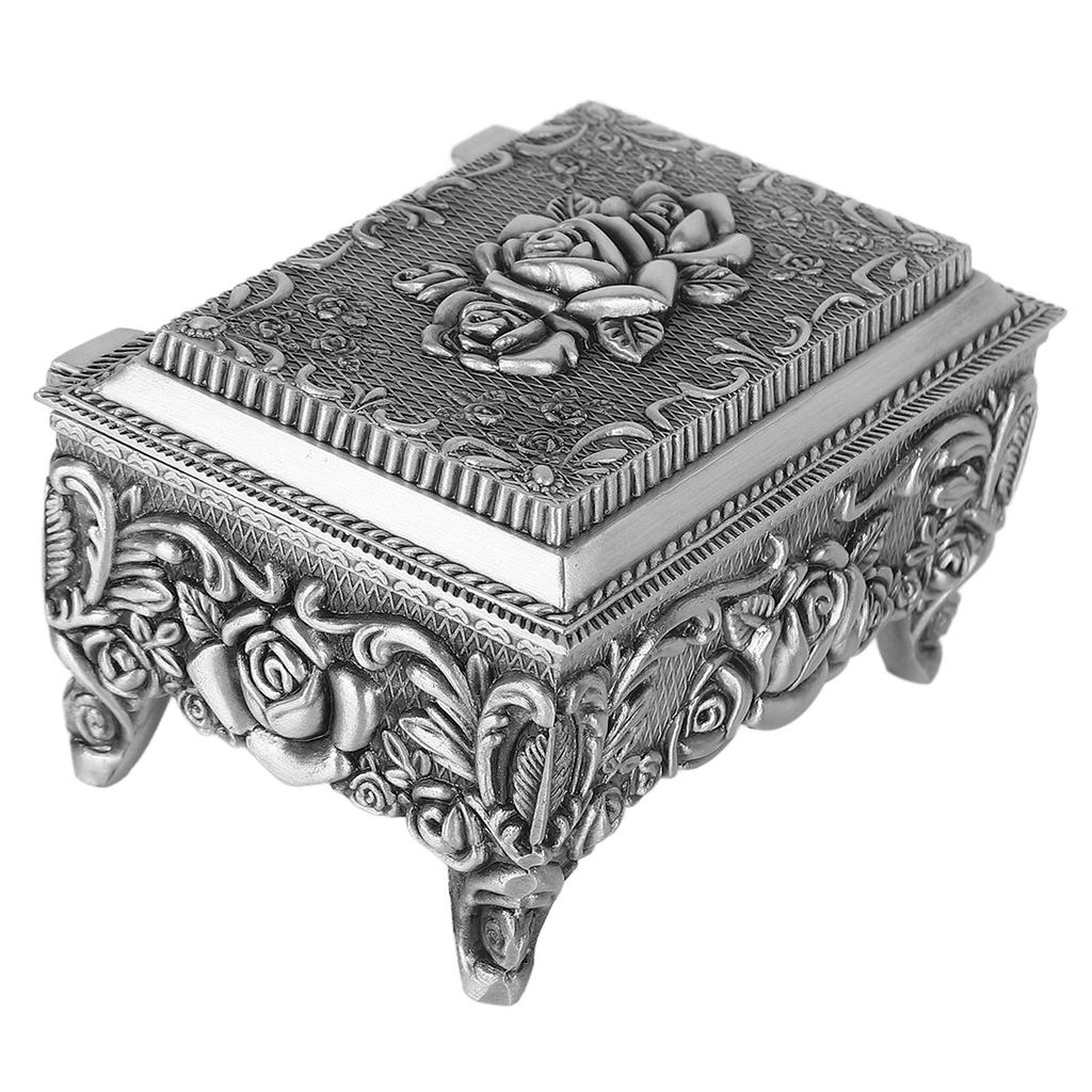 Vintage Jewelry Storage Box Alloy Decorative Large Capacity Jewelry Box for Earrings Rings Ancient