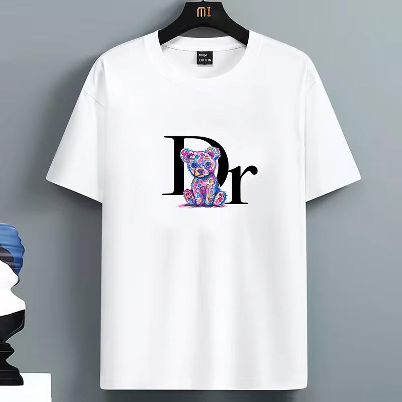 2026 Spring Summer Casual pure Cotton Fashion Dr Bear Print Round Neck Short Sleeve Streetwear reathable and comfortable