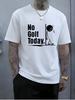 Unisex Navy Tee Sad Stick Figure No Golf Today Graphic Print Short Sleeve Loose Casual Top For Adult Male Daily Street Wear Out