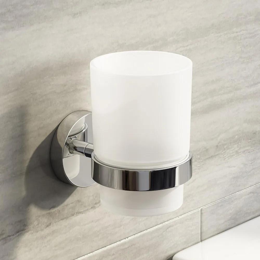 Rust-Proof Sturdy Toothbrush Cup Holder  Wall-Mounted Bathroom Drilling Required Bathroom Toothbrush Cup Storage Organizer