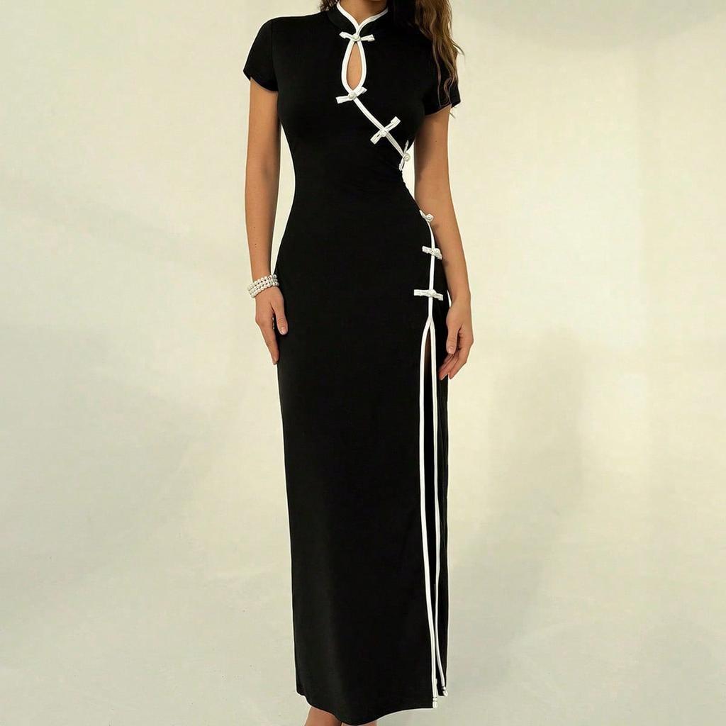 European and American new retro modified cheongsam sexy dress pure desire sexy dress