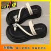 2025 Summer New Internet Celebrity Super Fire One-word Drag Niche Design Sense Thick Bottom Set Toe Beach Lady Cool Slippers