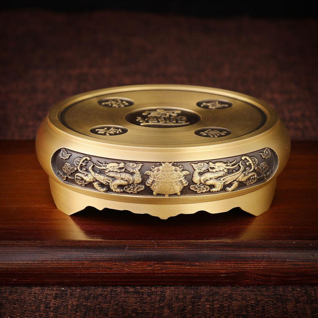 Bronze Chinese Retro Ornament: Brass Incense Burner with Mountain, Kylin, and Lotus Bases, Hundred Blessings Jar Design