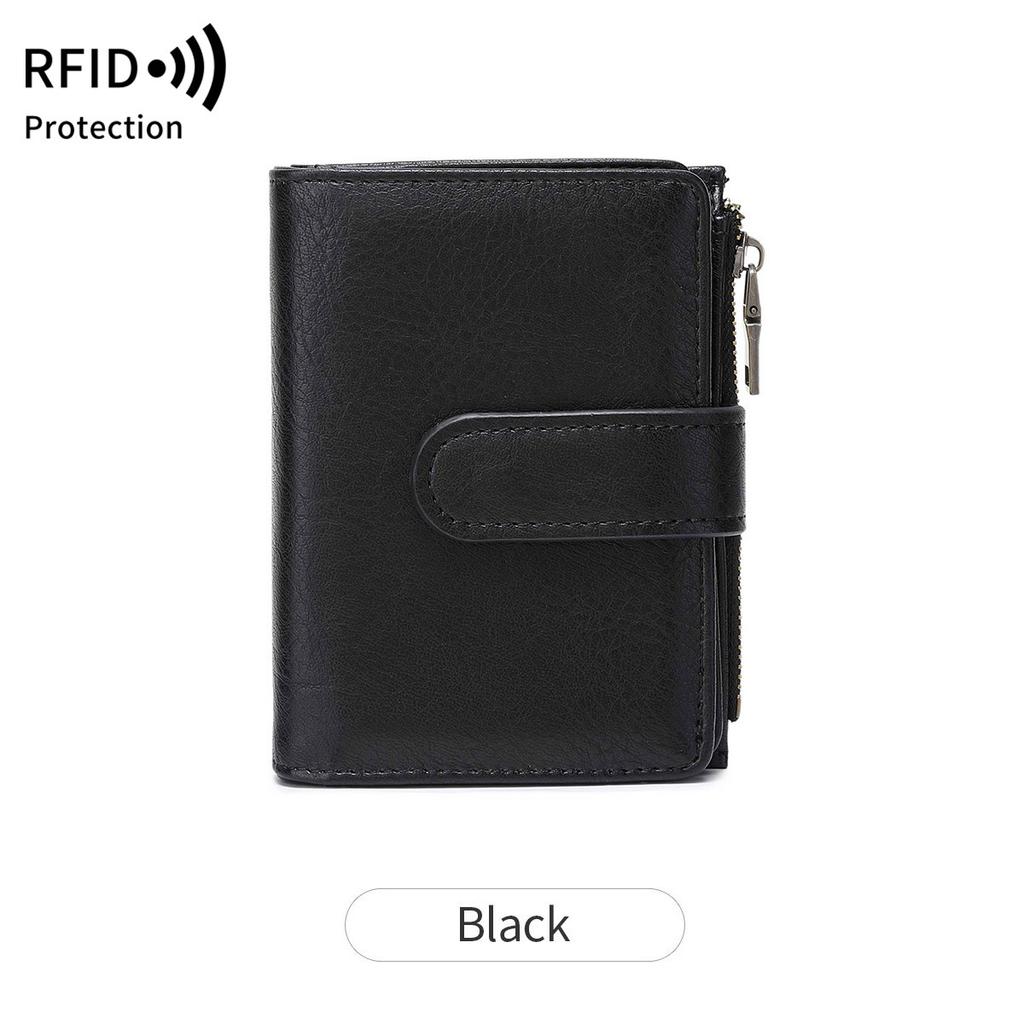 Anti-theft Brush Women's Short Wallet Korean Version Three-fold Portable Clutch Bag Simple Solid Color Wallet