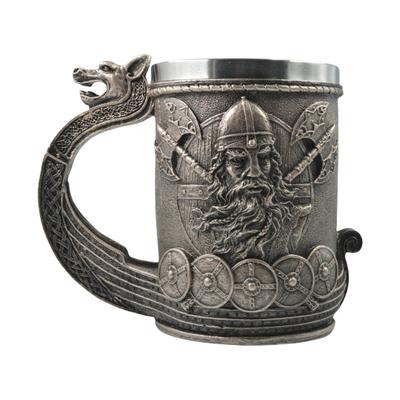 Viking Rune Beer Mug 304 Stainless Steel Tankard Resin Imitation Pirate Nordic Decor Stein Coffee Cup Men Gift