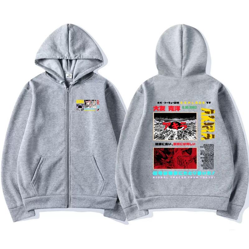 Japanese Science Fiction Cartoon Movie Anime Akira Shotaro Kaneda Graphic Zipper Hoodie Men Clothing Oversized Zip Up Hoodies