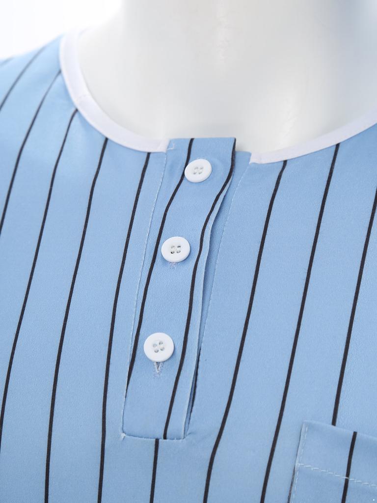 Mens Striped Nightgown Robe with Hat Long Sleeve Full Length Pompom Trim Adjustable Sleep Cap Arabian Pajamas