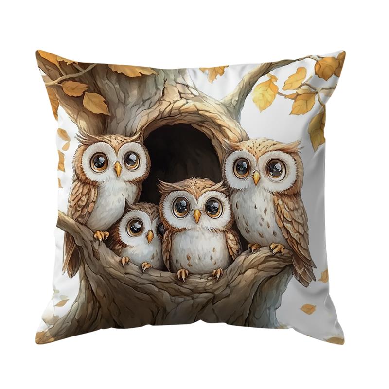 1 Pc Owl Pattern Pillowcase Throw Pillow Cushion Cover Seat Car Home Decor Sofa Bed Halloween Decorative Pillowcase 45X45Cm