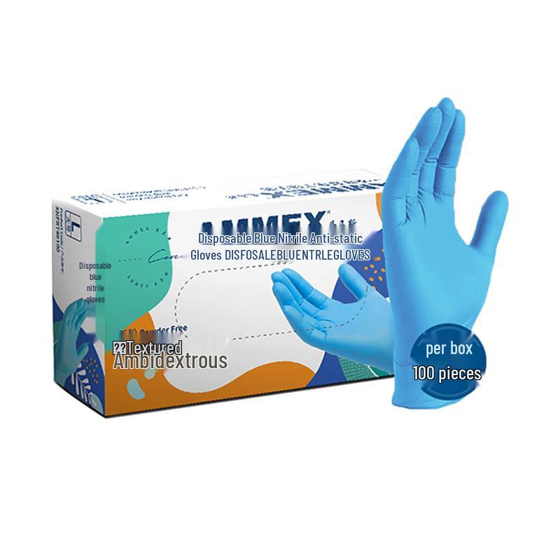 AMMEX Food-Grade Oil-Resistant Nitrile Disposable Gloves Small*Blue Nitrile