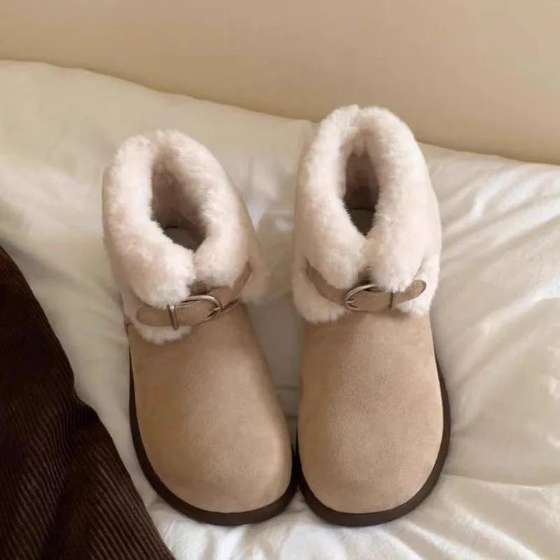 

Fashion Women s Fashion Flat Cotton Boots Winter New Round Head Suede Metal Buckle Anti-slip Wear-resistant Short Boots 40 хаки