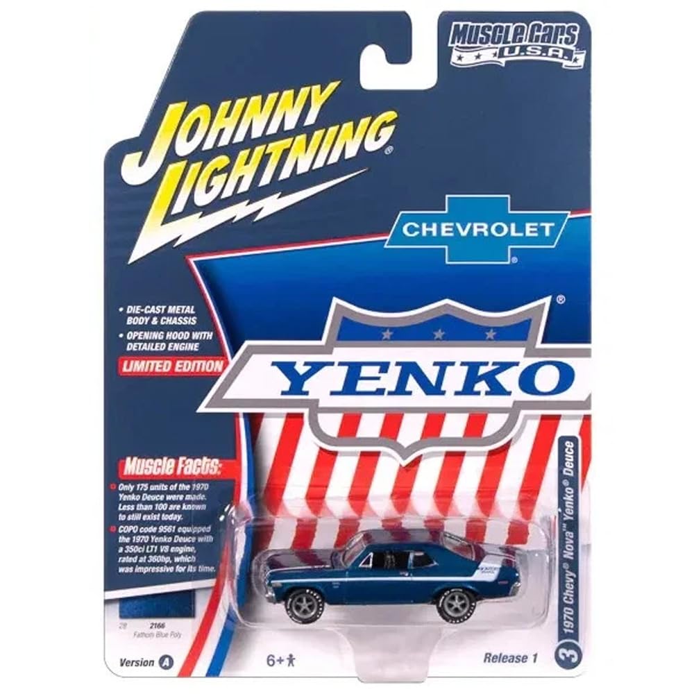 JOHNNY LIGHTNING MUSCLE CARS USA 2025 RELEASE 1 1970 CHEVY NOVA YENKO BLUE Johnny Lightning scale 1970 Chevy Nova Yenko Blue 1/64 (FATHOM POLY) 164 -