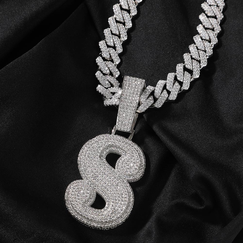 THE BLING KING Big Bold Single Letter Pendant Initial Letter A-Z Micro Paved Out 5A Cubic Zirconia Charm Necklace Hiphop Jewelry