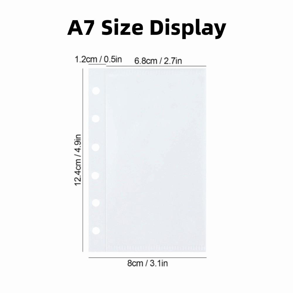 5pcs Transparent Loose Leaf Refill Sleeves A6/A7 Cash Envelope Inserts  Bill/Card Storage