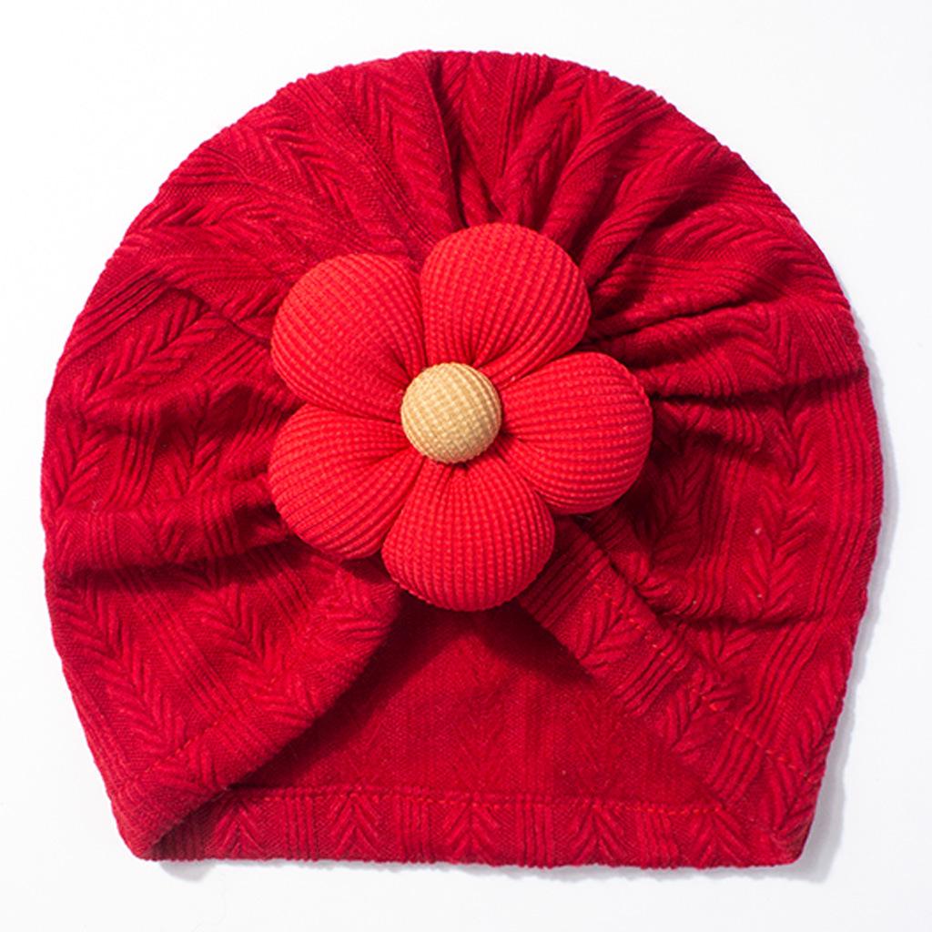 Осенне-зимняя вязаная шапка с цветочным узором для младенцев - Уютная, стильная детская шапочка для новорожденных
