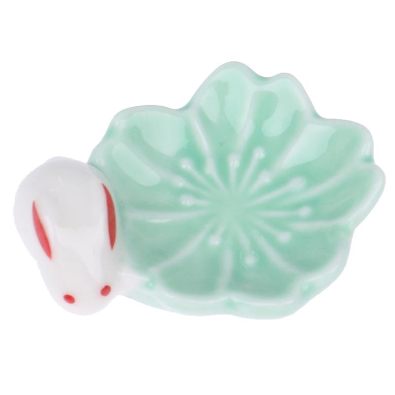 

1/3 Cute Rabbit Design Ceramic Cherry Blossom Chopsticks Stand Multicolor Cherry Blossom Chopstick Rack Pen Holder Ceramic Craft 2pcs