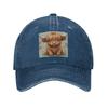 Highland Cow Cartoon Animal Denim Fabric Cap Casual Baseball Caps Adjustable Hat Summer Unisex Baseball Hats