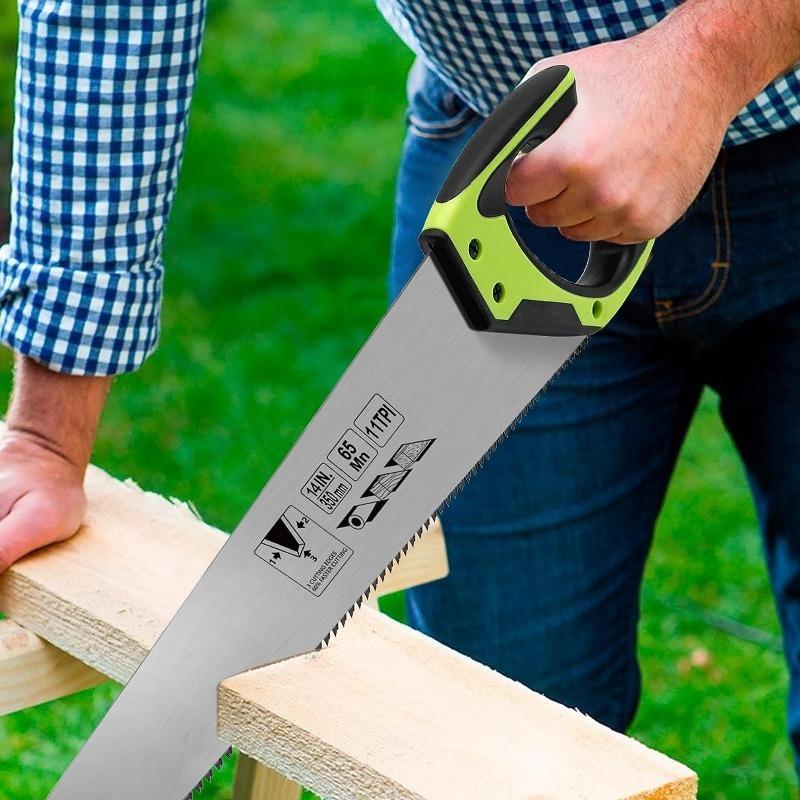 Ferăstrău de mână pentru lemn de 14 inchi/18 inchi, ferăstrău de mână universal, mâner ergonomic anti-alunecare Ferăstrău pentru lemn rezistent la rugină