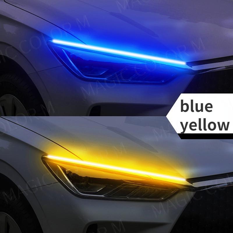 2 PCS Car Lamp Accessories DRL Car Flexible LED Daytime Running Lights Turn Signal Lamp Headlight Waterproof Light Strip