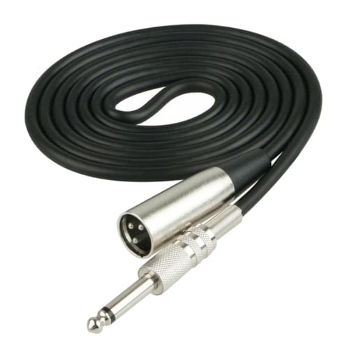 XLR Male To 6.35mm 1/4" Mono Male Microphone Audio Converter OFC Cable, 1.5m, Black