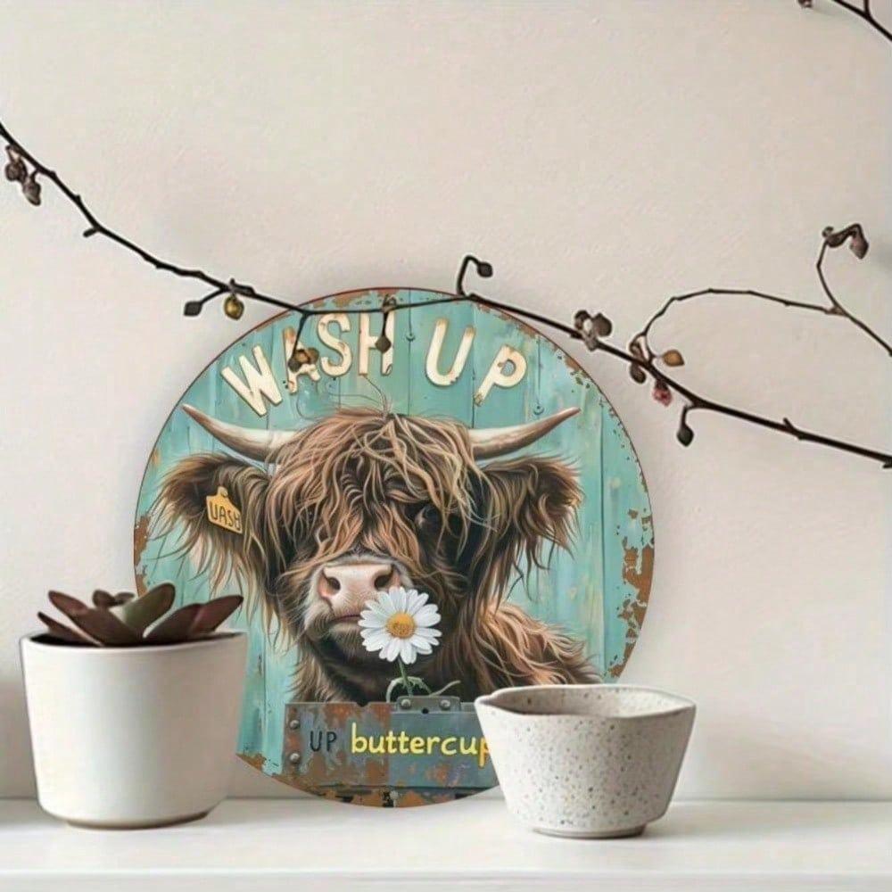 1PC Sunflower Metal Wall Art, Waterproof UV-Resistant Decor for Cafe Bedroom Bar