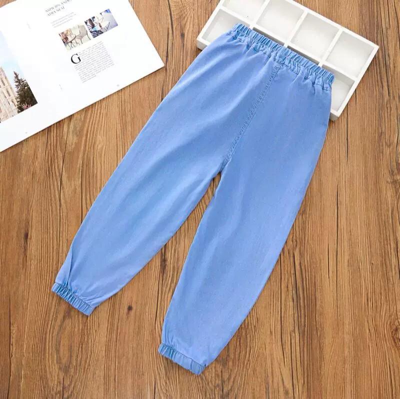 Kids' Tencel Denim Mosquito-Repellent Pants - Boys' Loose, Soft, Elastic Long Summer Pants with Sun Protection