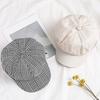 Vintage Men Women Autumn Winter Plaid Warm Beret Hat Wide Brim Octagonal Cap