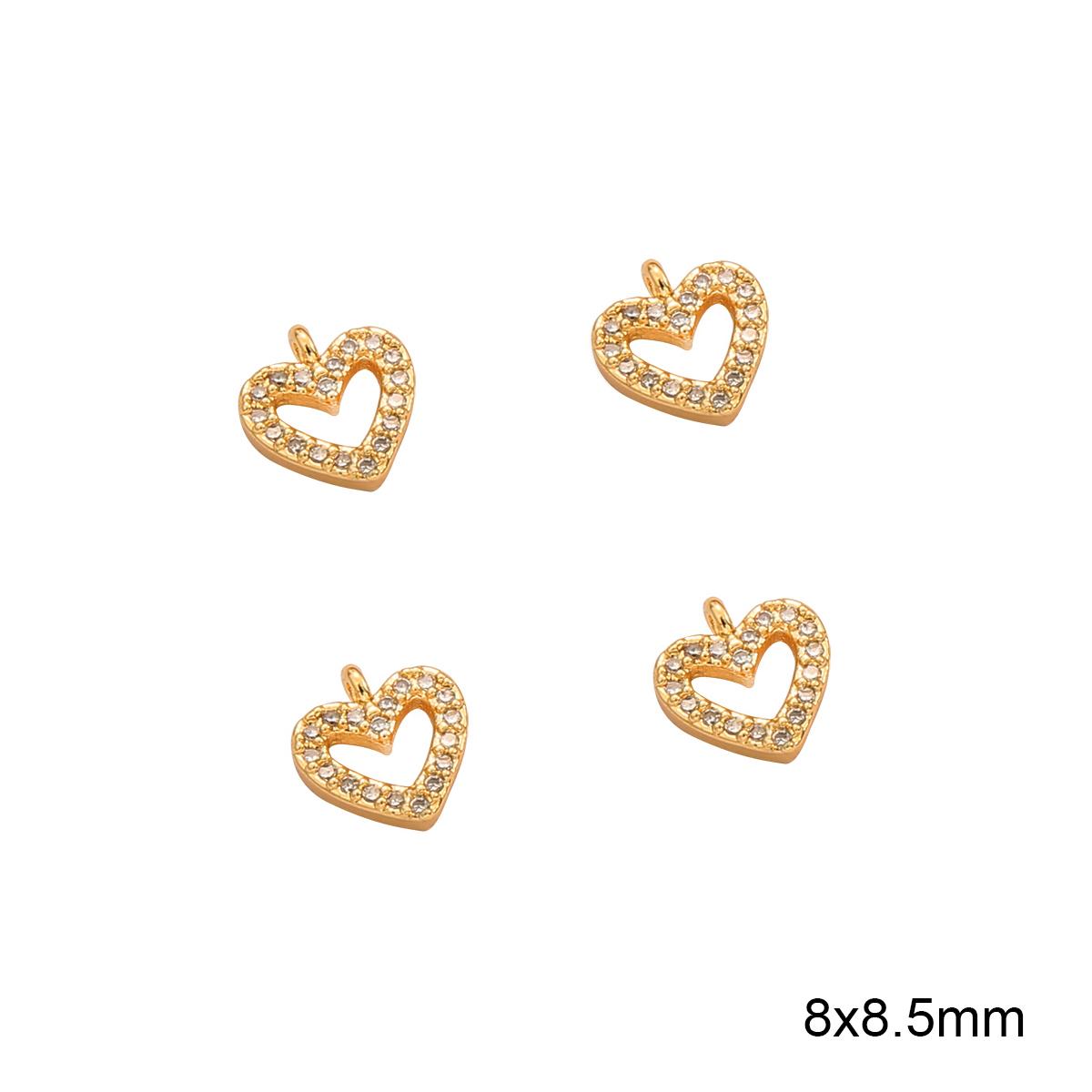 

Медный глаз в форме сердца циркон подвеска-подвеска для браслета DIY аксессуары для ожерелья 8x8.5mm 1pc