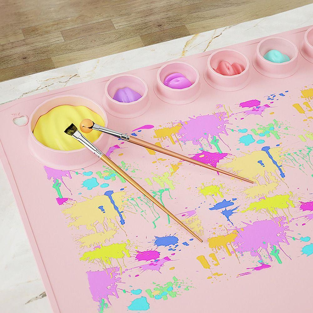 Silicone Painting Mat Pigment Palette Non-Stick Art Craft Mat For Painting Ink Blending Watercoloring Stamping